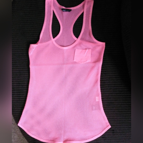 Pink Mesh Racerback Tank Top - Picture 7 of 7